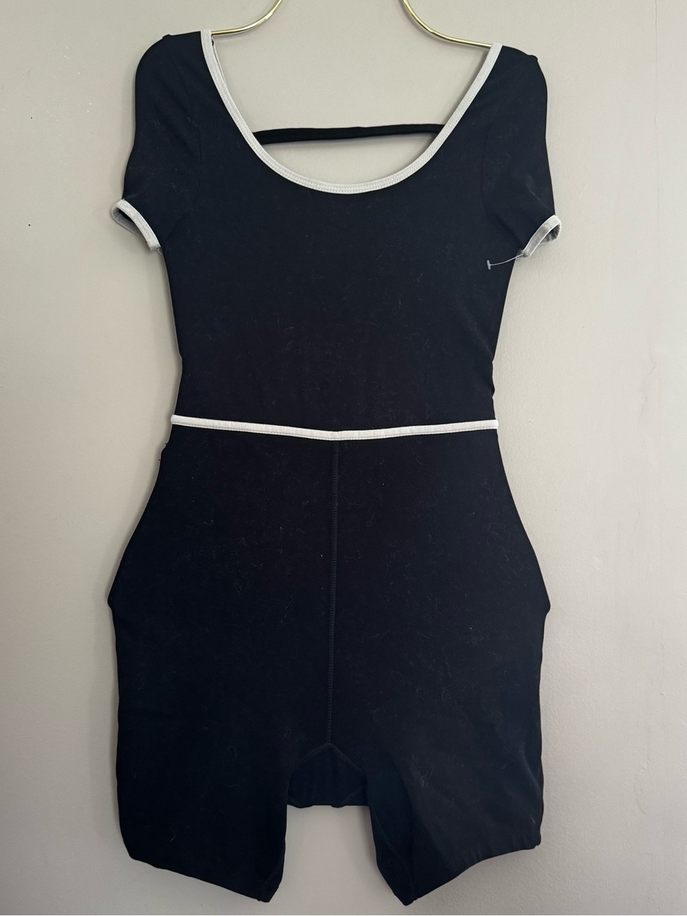 Rue21 White Black Contrast Trim Romper Balletcore Athleisure XS Gym Streetwear